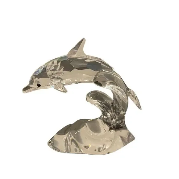 Swarovski Large Crystal 'Dolphin on Wave' Figurine #190365 No Box - Picture 3 of 5